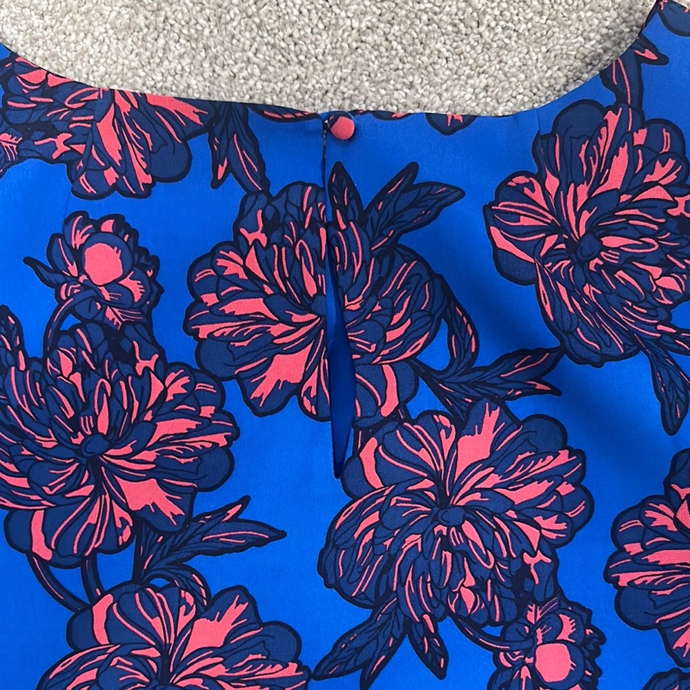 Floral Blue and Red Dress - Picture 4 of 4